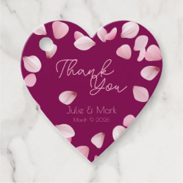 Romantische roze bloemblaadjes Bedankt bruiloft Bedankjes Labels