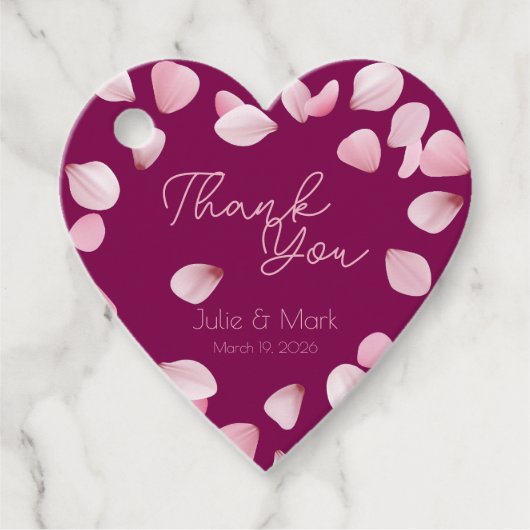 Romantische roze bloemblaadjes Bedankt bruiloft Bedankjes Labels (Voorkant)