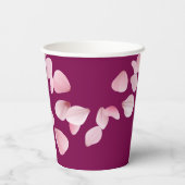 Romantische Roze Bloemblaadjes Bruiloft Papieren Bekers (Achterkant)