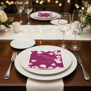 Romantische Roze Bloemblaadjes Save the Date Trouw Servet