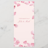 Romantische Roze Bloemblaadjes Trouwmenu Menu (Achterkant)