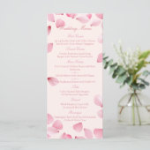 Romantische Roze Bloemblaadjes Trouwmenu Menu (Staand voorkant)