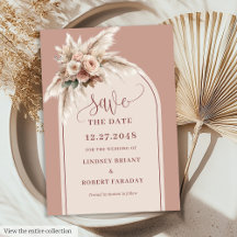 Romantische Roze Bloemen Boho Boog Save The Date