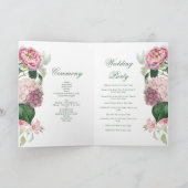 Romantische Roze Bloemen Bruiloft Orde van Service Programma (Binnen)