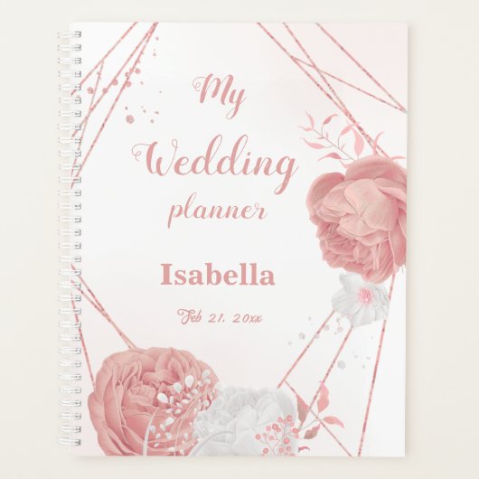 romantische roze bloemen bruiloft planner (Voorkant)