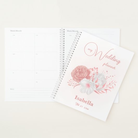 romantische roze bloemen bruiloft planner (Display)