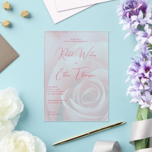 Romantische Roze Bloemen Bruiloft Uitnodiging (Insitu (Huwelijk))