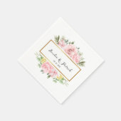 Romantische Roze Bloemen Gepersonaliseerde Party P Servet (Hoek)