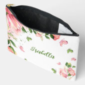 Romantische roze bloemen groen etui (Open)