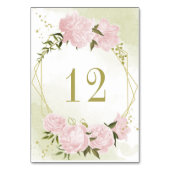 Romantische roze bloemen groen goud geometrisch kaart (Voorkant)