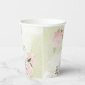 Romantische roze bloemen groen papieren bekers (Rechts)