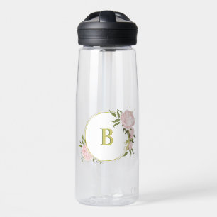 romantische roze bloemen groen waterfles