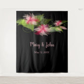 Romantische Roze Bloemen Huwelijk Achtergrond Wandkleed (Voorkant)