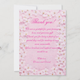 Romantische Roze Bloemen Huwelijk Dank u kaart