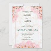 Romantische Roze Bloemen Huwelijksuitnodiging Kaart (Voorkant)