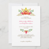 Romantische roze bloemen kroon bruiloft kaart (Voorkant)