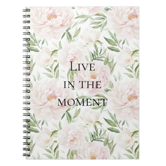 Romantische Roze Bloemen Met Blos Notitieboek (Voorkant)