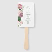 Romantische roze bloemen tuin bruiloft programma handwaaier (Voorkant)