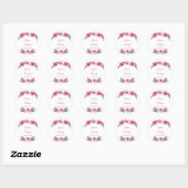 Romantische Roze Bloemen Waterverf Bruiloft Ronde Sticker (Vel)