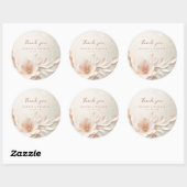Romantische roze bloemenbruiloft bedankt ronde sticker (Vel)