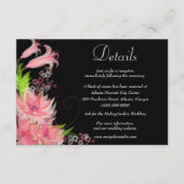 Romantische roze bloemenbruiloft details informatiekaartje (Voorkant)