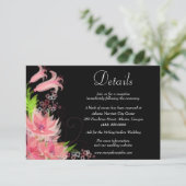 Romantische roze bloemenbruiloft details informatiekaartje (Staand voorkant)