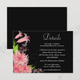 Romantische roze bloemenbruiloft details informatiekaartje