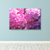 Romantische roze bloemenelegante hortensia's canvas afdruk (Insitu (Houten vloer))