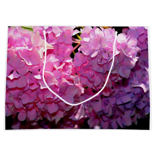 Romantische roze bloemenelegante hortensia's groot cadeauzakje (Voorkant)