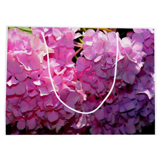 Romantische roze bloemenelegante hortensia's groot cadeauzakje (Achterkant)