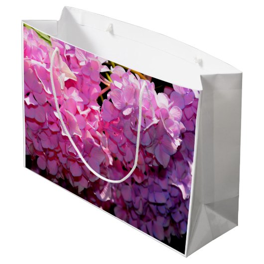 Romantische roze bloemenelegante hortensia's groot cadeauzakje (Achterkant Gekanteld)