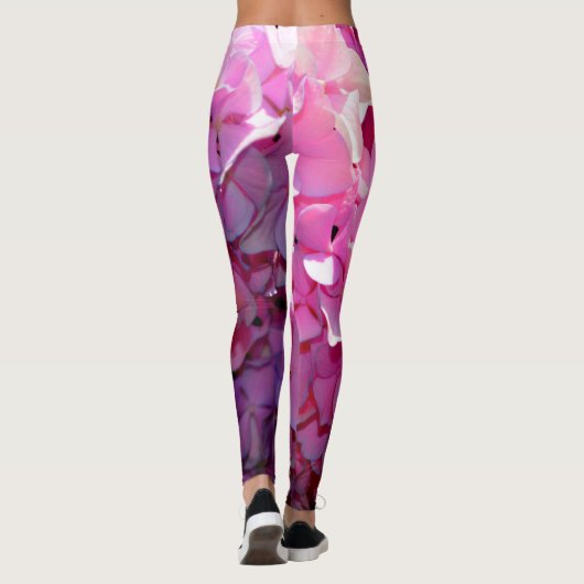 Romantische roze bloemenelegante hortensia's leggings (Achterkant)