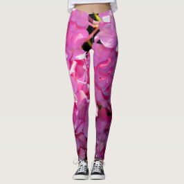 Romantische roze bloemenelegante hortensia's leggings