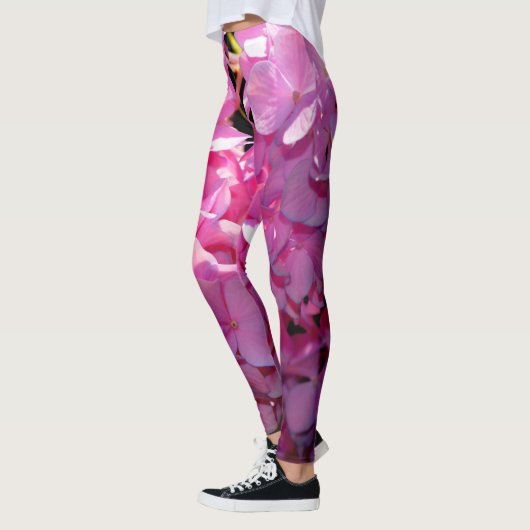 Romantische roze bloemenelegante hortensia's leggings (Links)