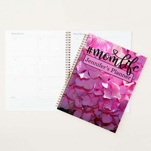 Romantische roze bloemenelegante hortensia's planner (Display)