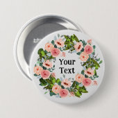 Romantische roze bloemenkrans revers Omhelzing Ronde Button 7,6 Cm (Voorkant /achterkant)