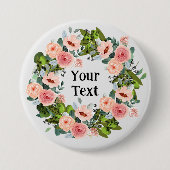 Romantische roze bloemenkrans revers Omhelzing Ronde Button 7,6 Cm (Voorkant)