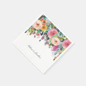 Romantische roze bloementuin Waterverf Servetten (Hoek)