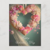Romantische roze bloemhart valentijn briefkaart (Voorkant)