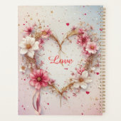 Romantische roze bloemhartkrans planner (Achterkant)