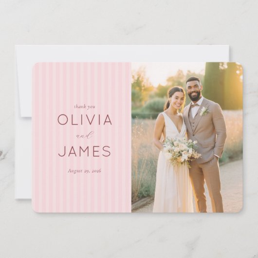 Romantische Roze Bloemige Bruiloft Bedankkaart (Voorkant)