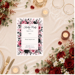 Romantische Roze Bloemige Bruiloft RSVP Kaartje
