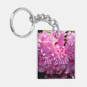 Romantische roze bloemige elegante hortensia's sleutelhanger (Voorkant Links)