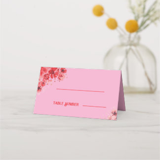 Romantische roze bloemige huwelijksplaatskaarten plaatskaartje