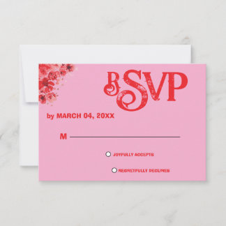 Romantische Roze Bloemige Trouw-RSvp RSVP Kaartje