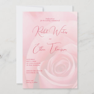 Romantische Roze Bloemige Trouw Uitnodiging