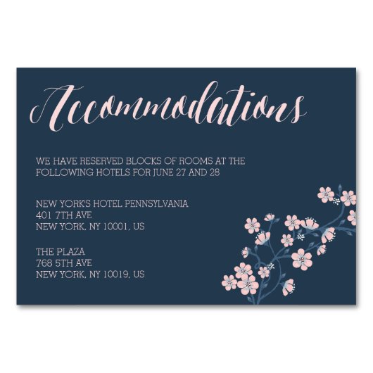 Romantische Roze Bloemige Trouwaccommodatiekaarten Kaart (Voorkant)