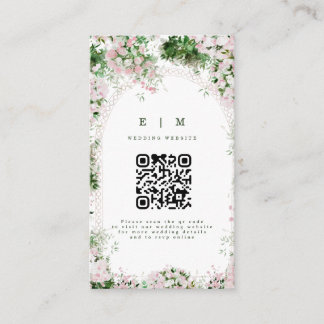Romantische Roze Bloemrijke Boog Tuin Bruiloft Informatiekaartje