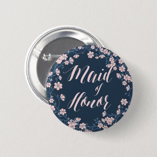 Romantische Roze Bloemstuk Knoppen Bruidsmeisje Er Ronde Button 5,7 Cm (Voorkant /achterkant)