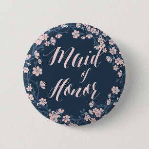 Romantische Roze Bloemstuk Knoppen Bruidsmeisje Er Ronde Button 5,7 Cm